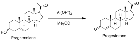 An Oppenauer oxidation of pregnenolone