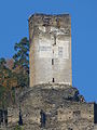 Svastica di 8x8 metri disegnata nel 1934 dai nazisti austriaci sulla torre del Castello di Kraiger, un castello in rovina a Frauenstein, in Carinzia.