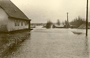 Überschwemmung der Peene an der Gützkower Fähre 1920