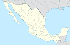 Mapa konturowa Meksyku, na dole nieco na prawo znajduje się punkt z opisem „Oaxaca de Juárez”