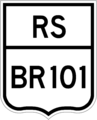 BR-101 federal highway shield as it appears in Rio Grande do Sul state