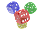 Colored dice with white background