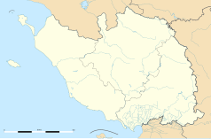 Mapa konturowa Wandei, na dole po prawej znajduje się punkt z opisem „Sainte-Radégonde-des-Noyers”