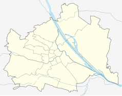 Mapa konturowa Wiednia, w centrum znajduje się punkt z opisem „miejsce bitwy”