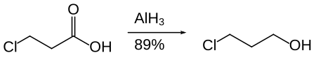 Reductie van een carbonzuur met aluminiumhydride.