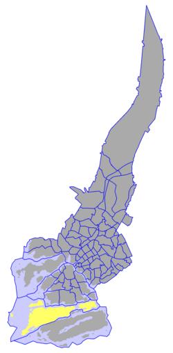 Kaupungin kartta, jossa Satava korostettuna. Turun kaupunginosat