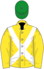 Yellow, white cross-belts, green cap