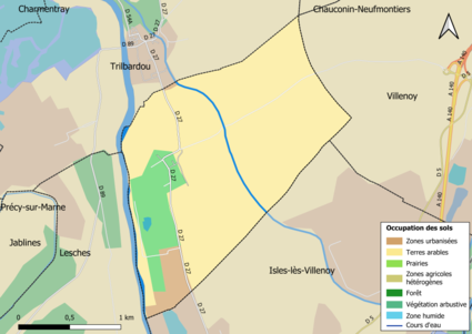 Carte des infrastructures et de l'occupation des sols en 2018 (CLC) de la commune.