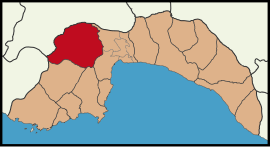 Map showing Korkuteli District in Antalya Province