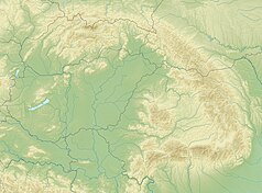 Mapa konturowa Karpat, u góry znajduje się czarny trójkącik z opisem „Walter”