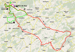 Routekaart van de Waalse Pijl 2022