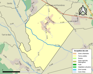 Carte en couleurs présentant l'occupation des sols.