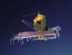 Konceptbild av James Webb-teleskopet (James Webb Space Telescope).