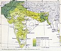 Percentage of Muslims by district. Map of British Indian Empire, 1909.