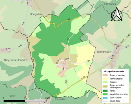 Carte en couleurs présentant l'occupation des sols.