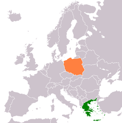 Map indicating locations of Greece and Poland