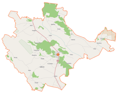 Mapa konturowa gminy Kadzidło, w centrum znajduje się punkt z opisem „Kadzidło”