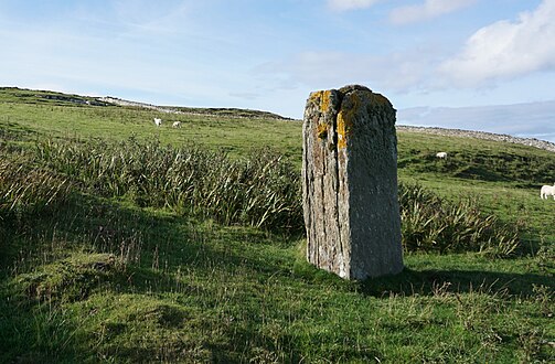 The Yetnasteen - a standing stone on Rousay in Orkney, held traditionally to be a jötunn that has been turned to stone.