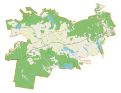 Mapa konturowa gminy Gietrzwałd, po lewej nieco u góry znajduje się punkt z opisem „Grazymy”