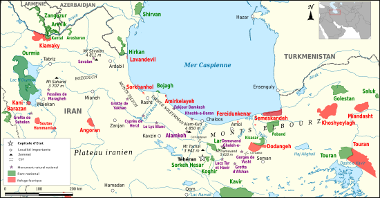 Carte de répartition de zones protégées.