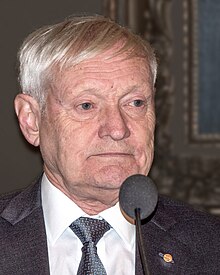 Joachim Frank under en presskonferens i samband med Nobelpriset, Stockholm, december 2017.