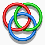 Borromean rings — although conventionally drawn as three linked circles in three-dimensional space, any realization must be non-circular.[3]