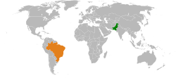 Map indicating locations of Pakistan and Brazil