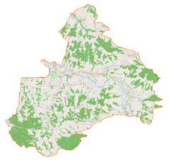 Mapa konturowa gminy Tyczyn, po lewej nieco na dole znajduje się punkt z opisem „Hermanowa”