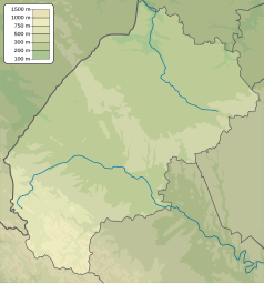 Mapa konturowa obwodu lwowskiego, blisko dolnej krawiędzi po lewej znajduje się punkt z opisem „źródło”, natomiast blisko centrum na dole znajduje się punkt z opisem „ujście”