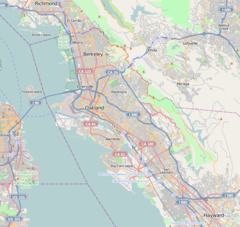 Map of Oakland with mark showing location of MacArthur station