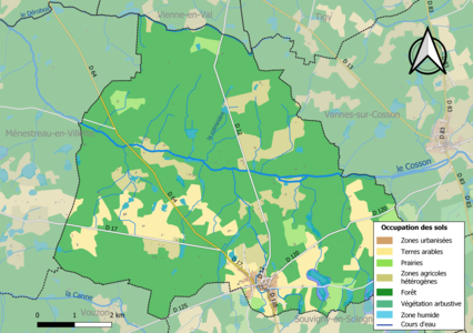 Carte des infrastructures et de l'occupation des sols de la commune en 2018 (CLC).