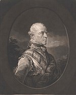 Black and white oval print shows an older man in military garb, specifically a cuirass.