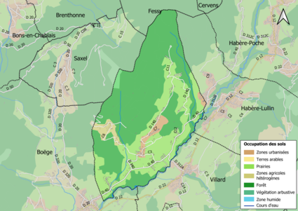 Carte en couleurs présentant l'occupation des sols.