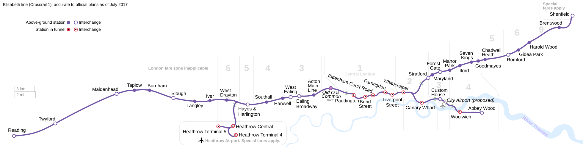 A map of Crossrail Line 1.