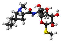 Ball-and-stick model of lincomycin