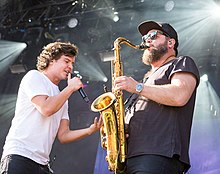 Lukas Forchhammer (left) and Thomas Edinger (right) at the minor stage during Stavernfestivalen in July 2016