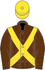 Brown, yellow cross-belts and cap