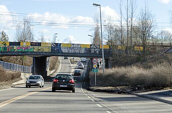 Riksväg 22 vid Hovedbanen i Lillestrøm