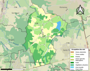 Carte en couleurs présentant l'occupation des sols.