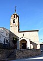 Vista frontal (meridional) de la iglesia parroquial de la Natividad en Tormón (Teruel). Siglo XVII.