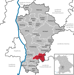 Läget för Ried i Landkreis Aichach-Friedberg