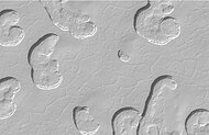 Close-up of Swiss Cheese Terrain, as seen by Mars Global Surveyor