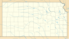 Mapa konturowa Kansas, u góry znajduje się punkt z opisem „Scandia”