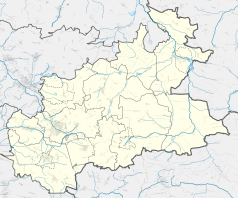 Mapa konturowa powiatu zawierciańskiego, na dole nieco na lewo znajduje się punkt z opisem „Góra Chełm”