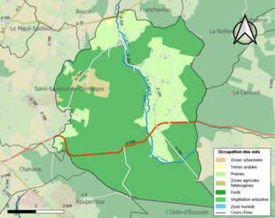 Carte en couleurs présentant l'occupation des sols.