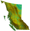 Physical map of British Columbia