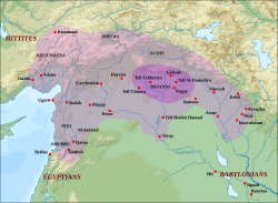 Kingdom of Mitanni at its greatest extent under Barattarna c. 1490 BC