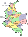 Map of departments of Colombia with names overlaid.