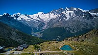 Blick vom Kreuzboden auf Mischabel und Saas-Fee