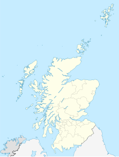 Mapa konturowa Szkocji, blisko centrum na dole znajduje się punkt z opisem „Fort William”